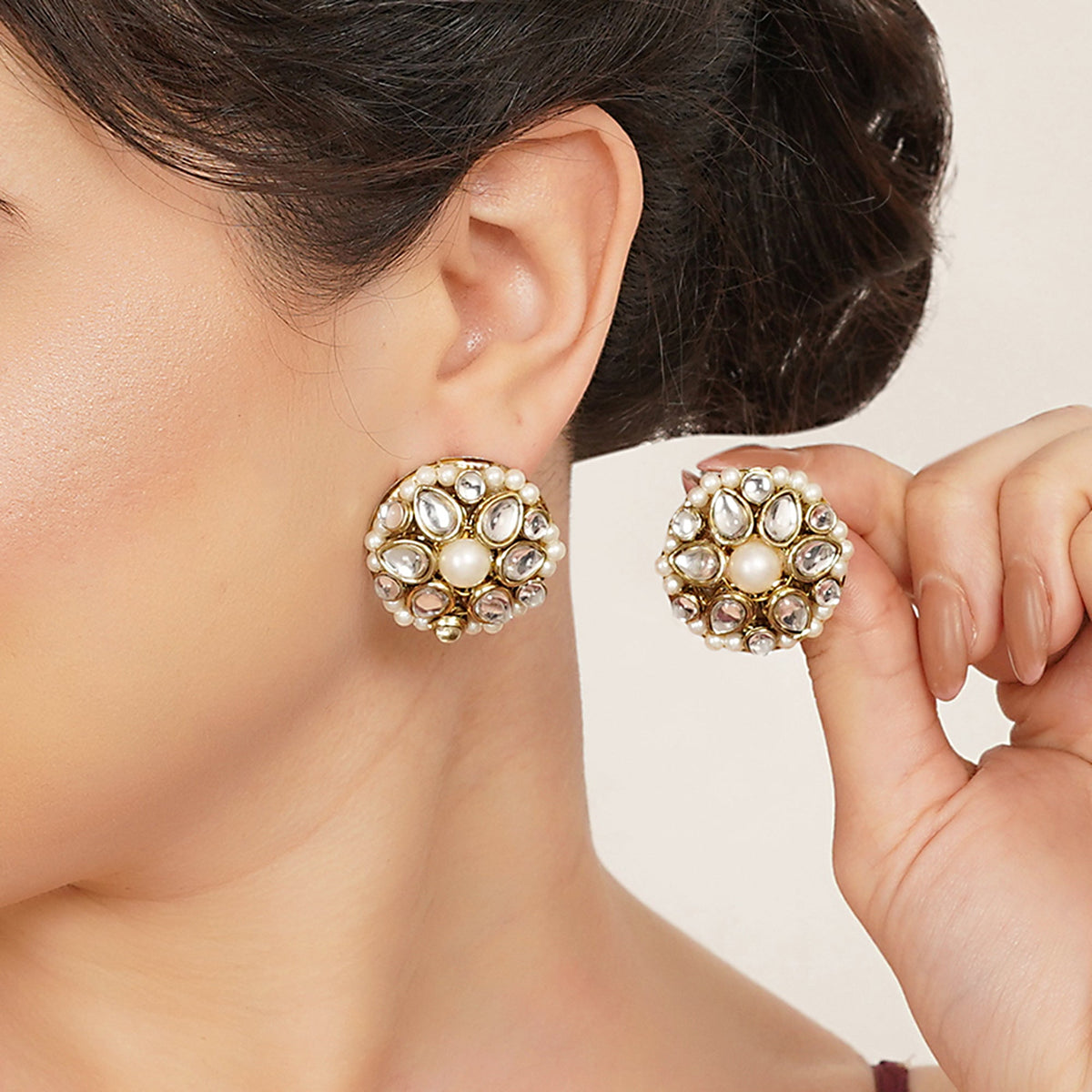 Mini Kundan Flower Stud Earrings