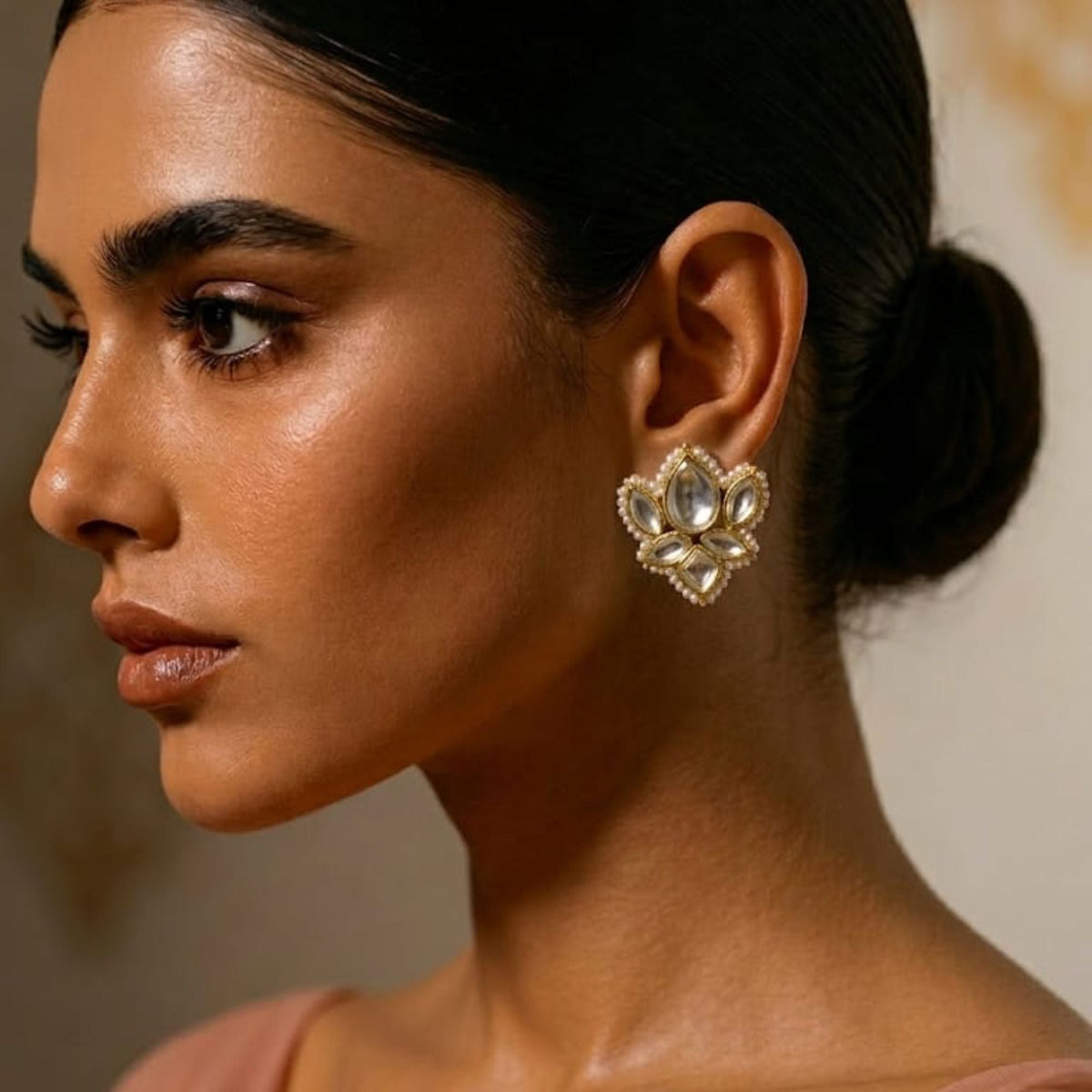 Lotus Bloom Kundan Studs