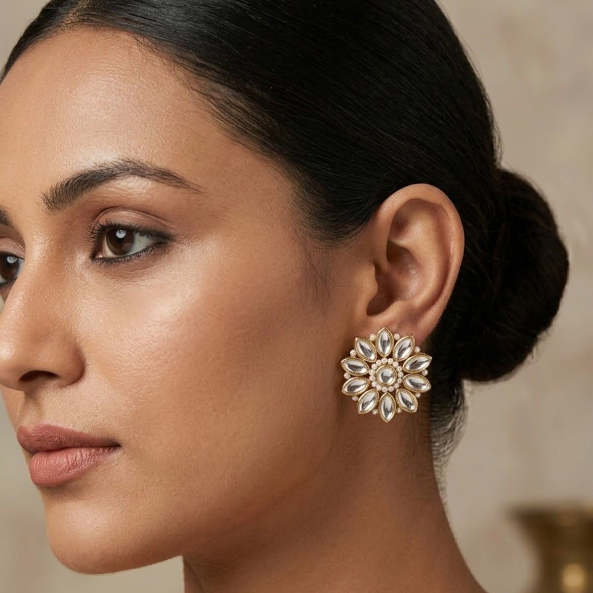 Sunflower Kundan Studs