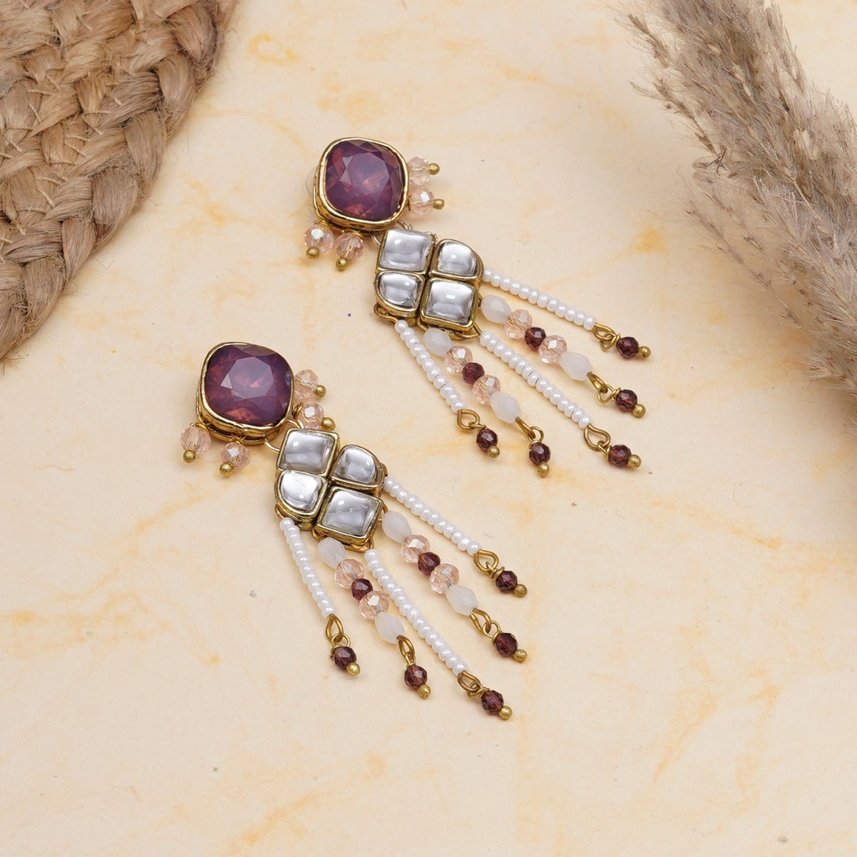 Purple Kundan Paradise Earrings