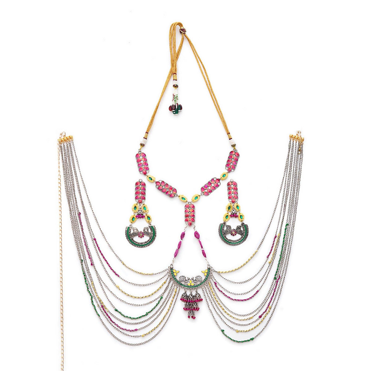 Vintage Charm Jewelry Set with Necklace, Earrings & Waistbelt - BeAbhika.com