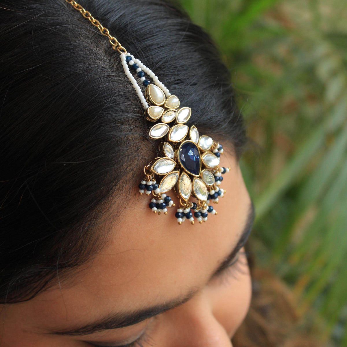 Floral Grace Kundan Maang Tikka - BeAbhika.com