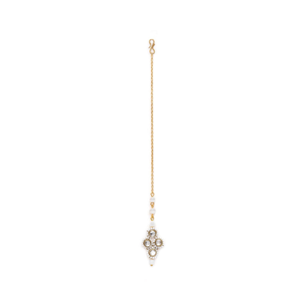 Minimalist White Pearl Maangtikka - BeAbhika.com