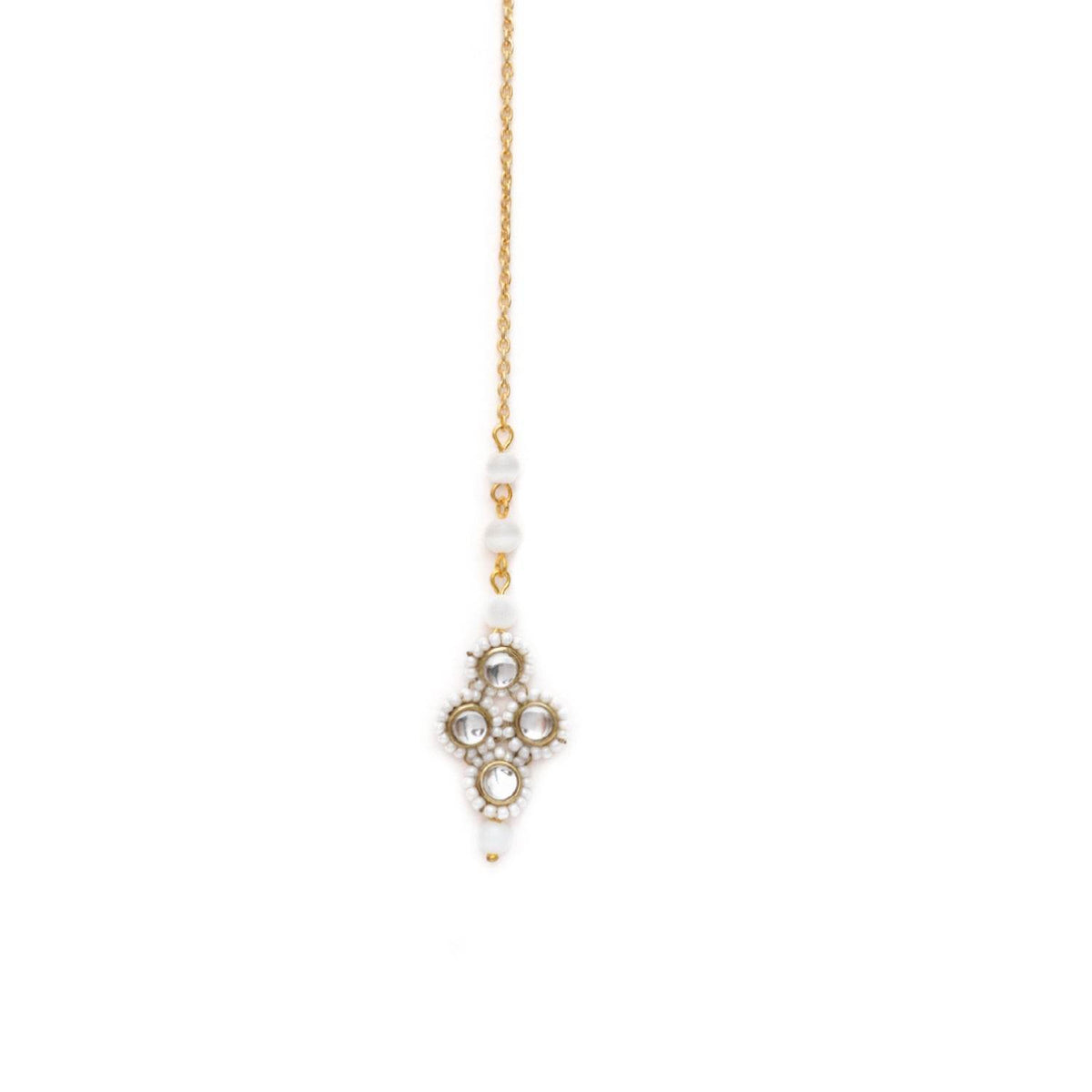 Minimalist White Pearl Maangtikka - BeAbhika.com