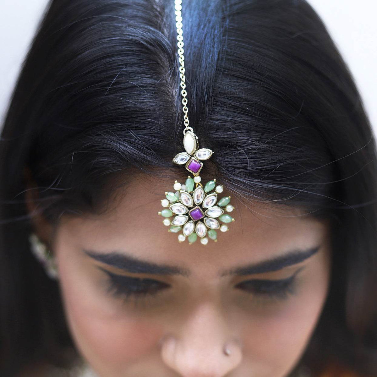 Pearl Twirl Maang Tikka - BeAbhika.com