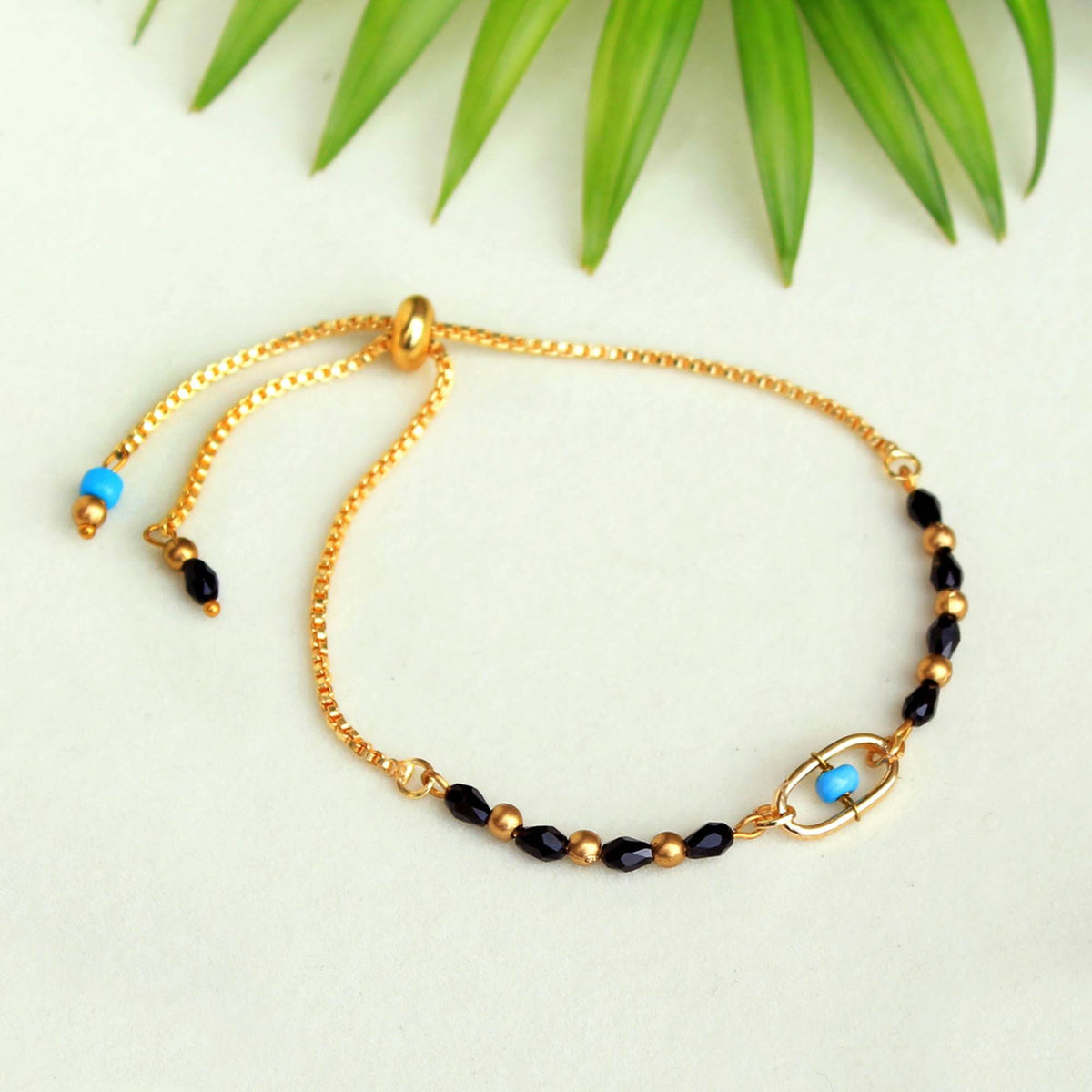 blue, black beads & mixed alloy.