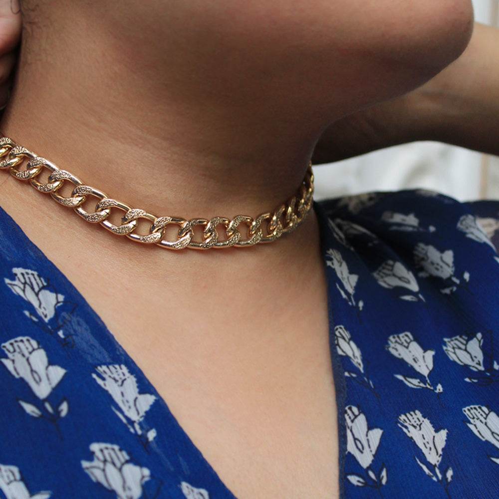 Curb Chain Choker Necklace - BeAbhika.com