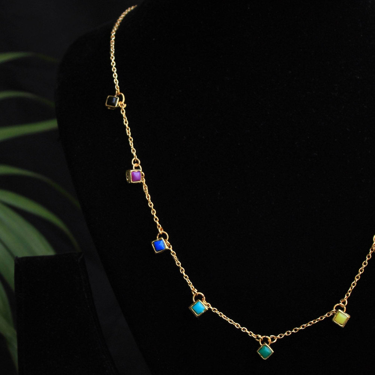 Multi Colored Enameled Kundan Necklace - BeAbhika.com