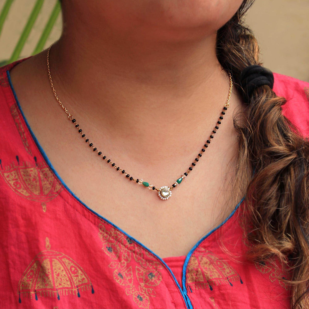 Gold tone black beads mangalsutra necklace for women traditional design perfect for daily wear designer bridal mangalsutra