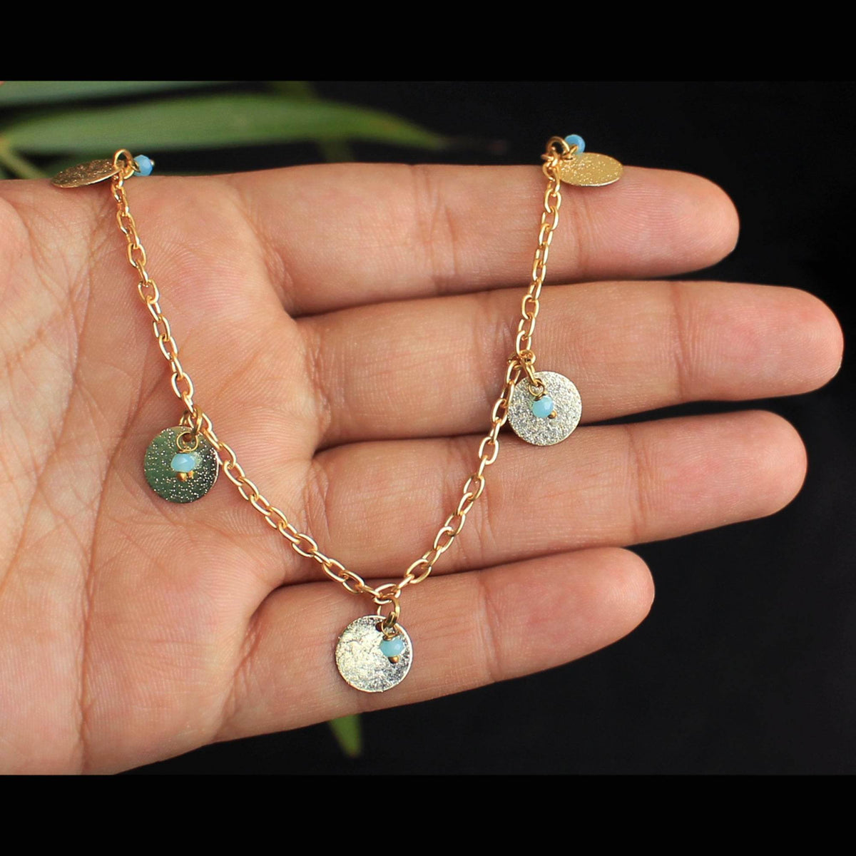 Glass Beads With Coins Necklace - BeAbhika.com
