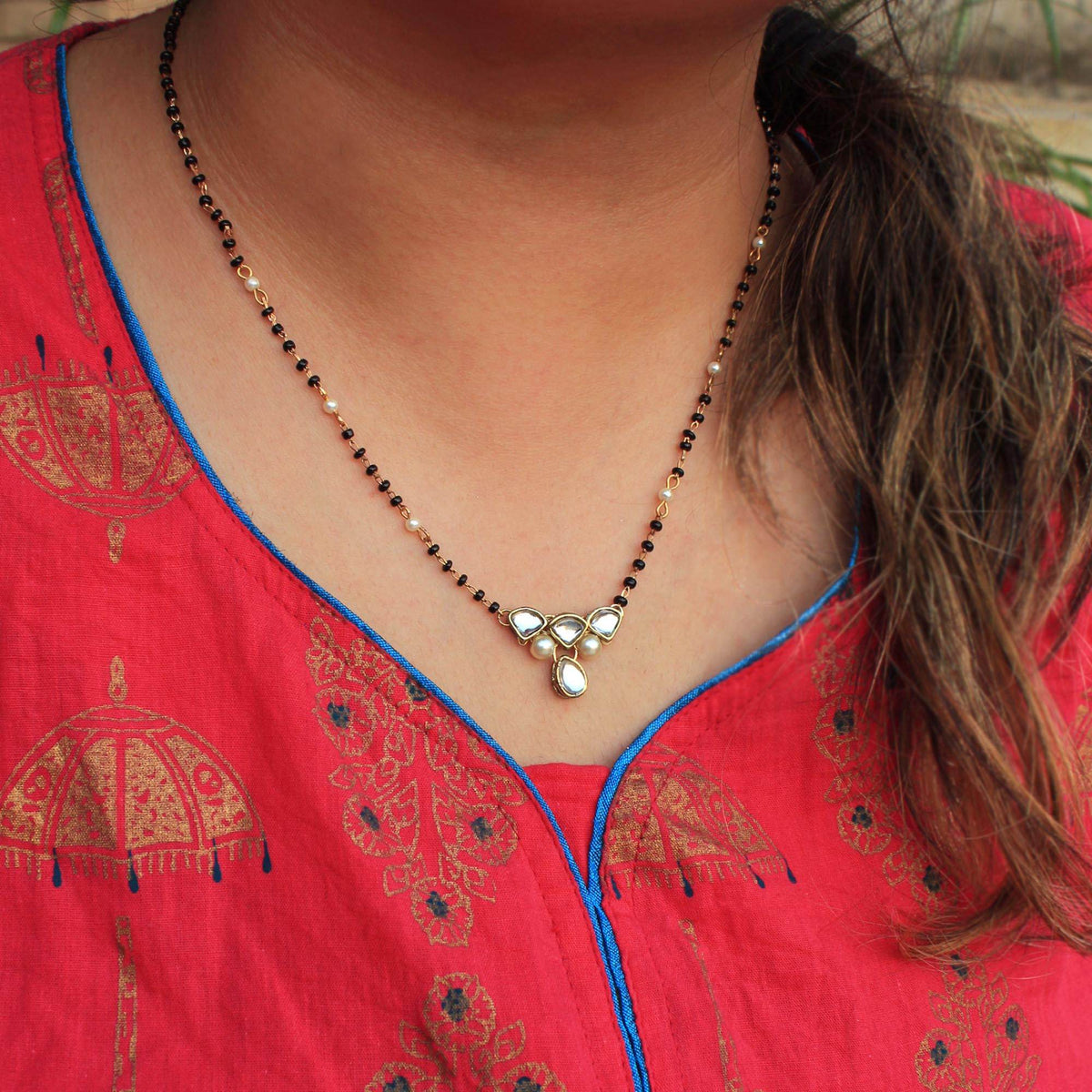 Gold tone black beads mangalsutra necklace for women traditional design perfect for daily wear designer bridal mangalsutra
