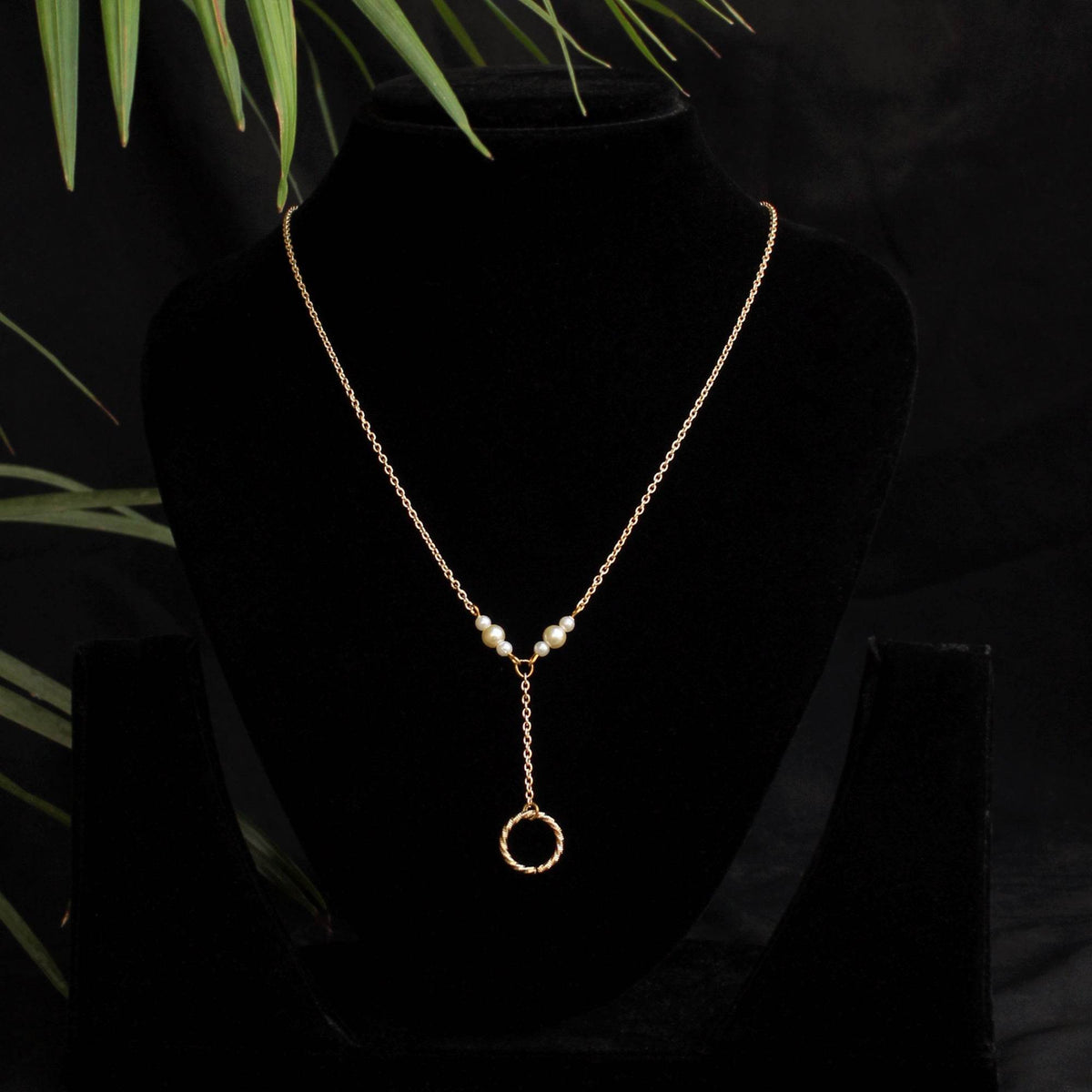 Lariat Necklace With A Ring Drop - BeAbhika.com