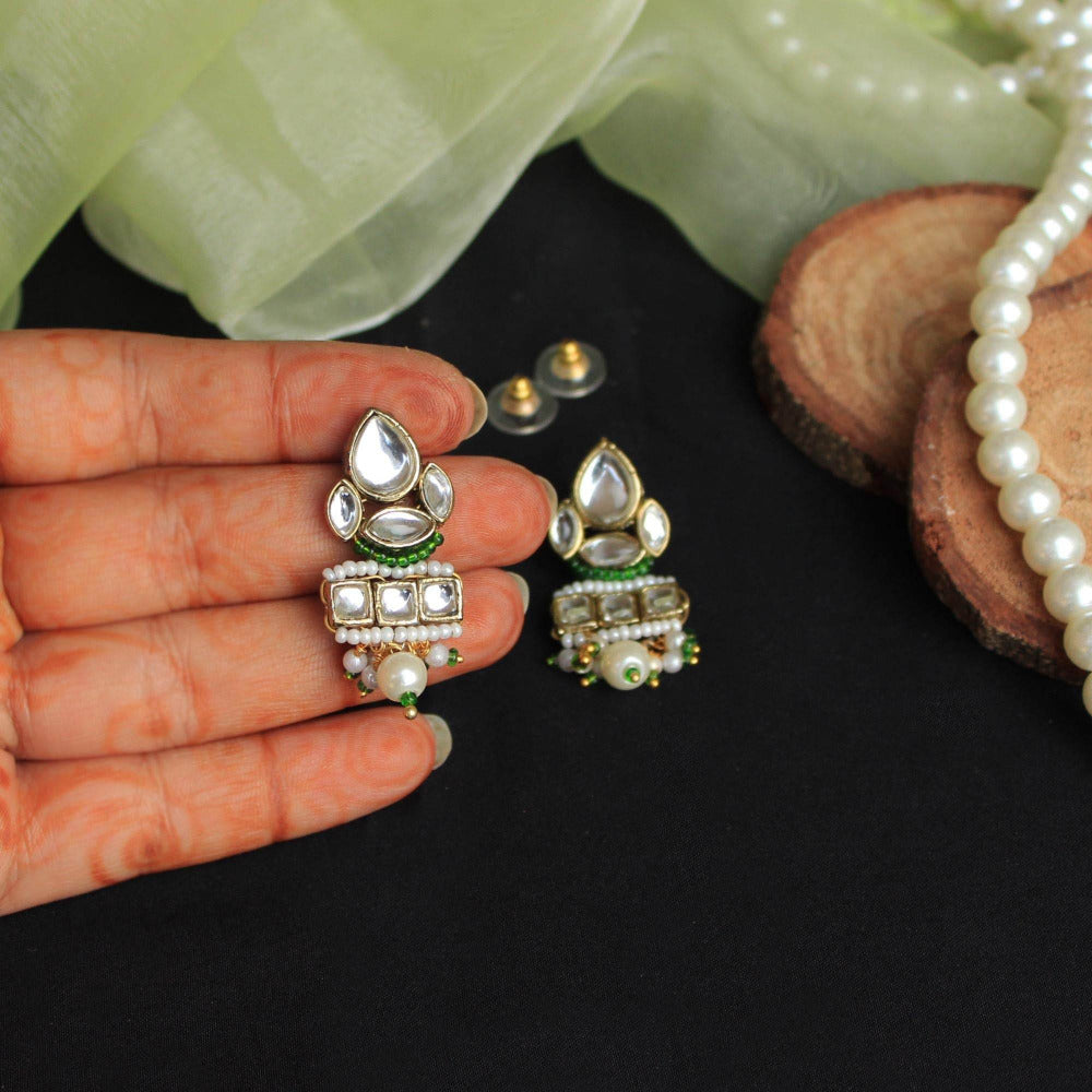 Beabhika Handmade Kundan Necklace With Matching Earrings Rings Maang Tikka Combo Set Green Artificial Jewelry Kundan Earrings Golden Earrings With Matching Ring Pearls Kundan Wedding Jewelry Trendy Earrings Daily Wear Party Wear Traditional Ethnic Dress Jewelry Earrings Bridal Jewelry Set Online Cash On Delivery Value Saver Combo Jewelry Set Cheap Price