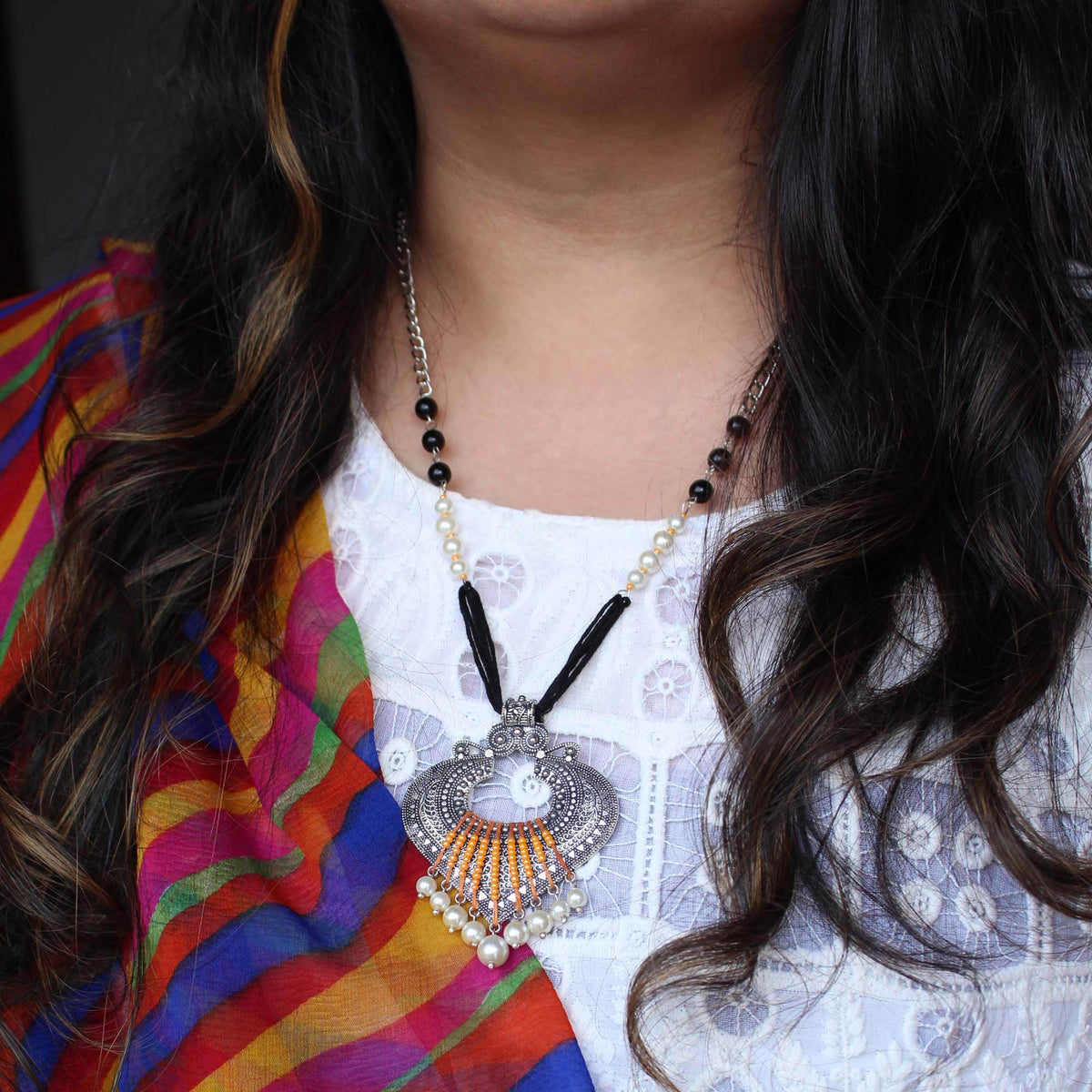 Oxidized necklaces with matching earrings perfect for dandia night designer navratri jewelry colorful necklaces