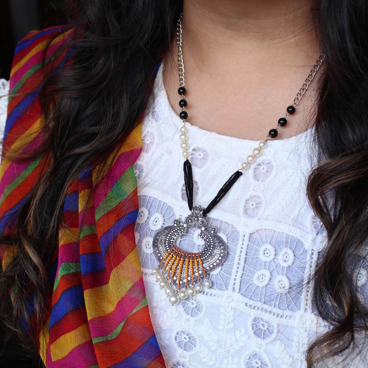 Oxidized necklaces with matching earrings perfect for dandia night designer navratri jewelry colorful necklaces