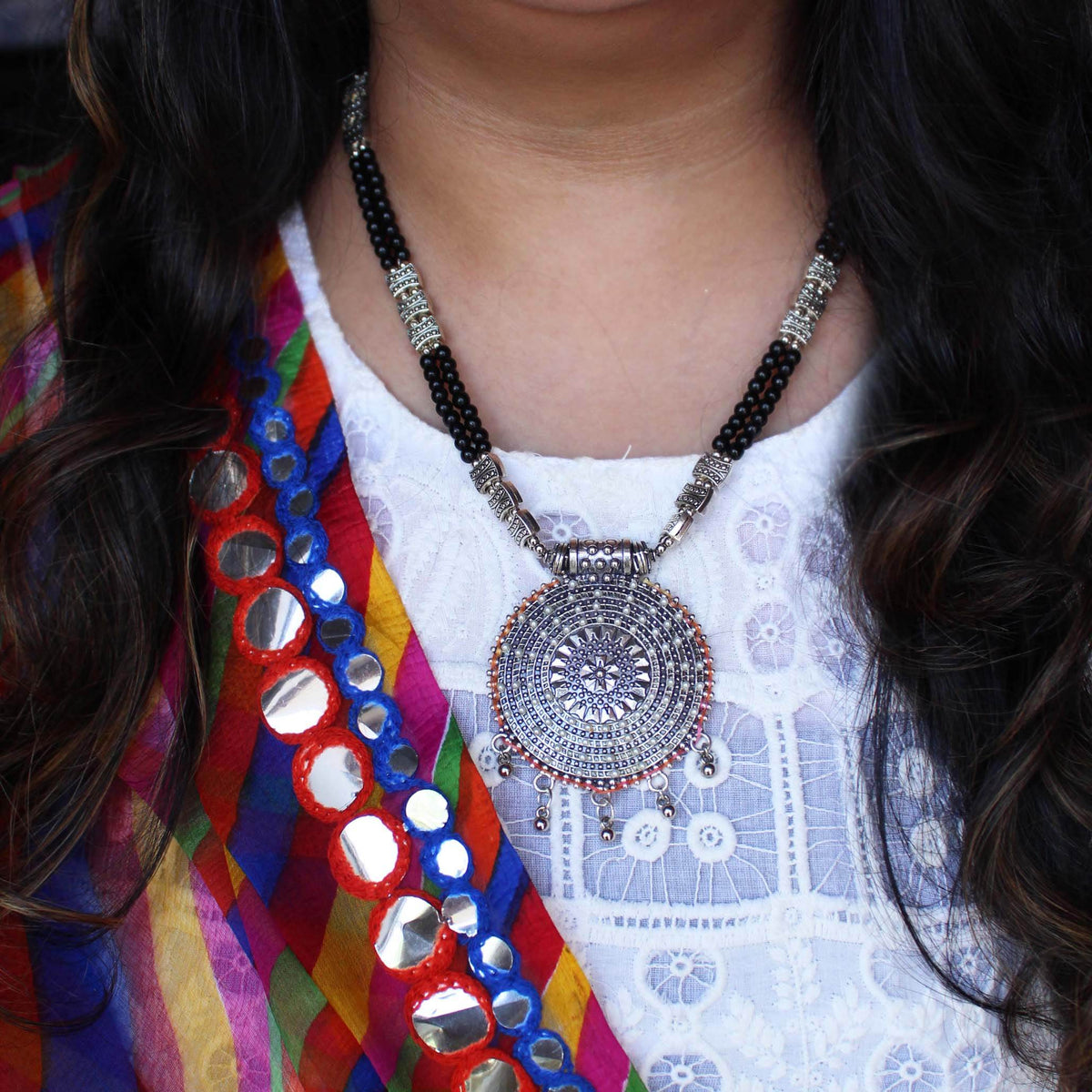 Oxidized necklaces with matching earrings perfect for dandia night designer navratri jewelry colorful necklaces