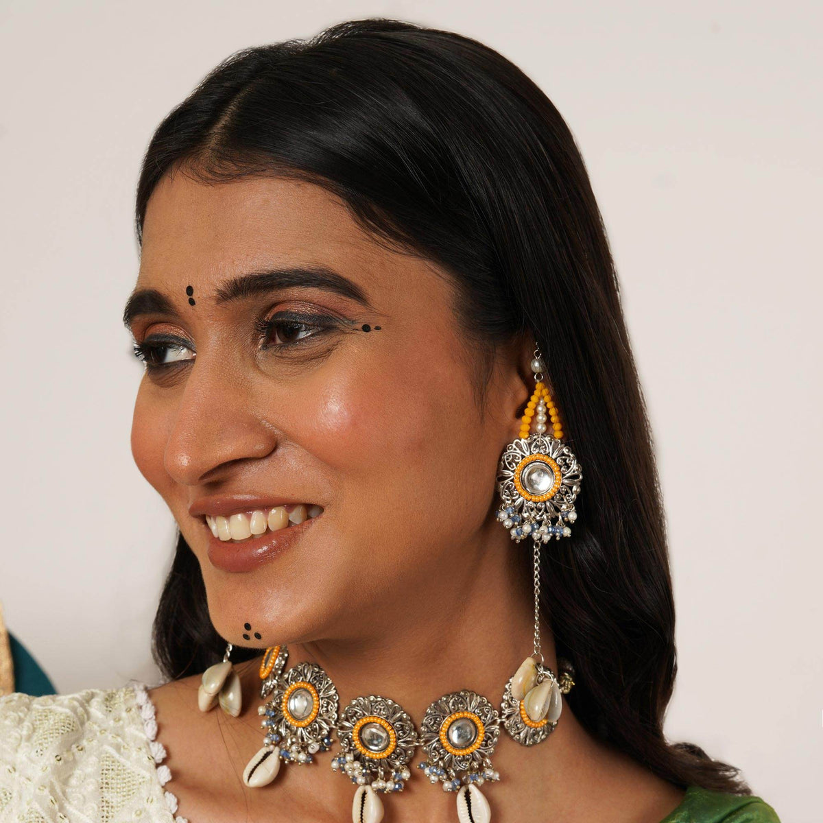 Oxidized necklaces with matching earrings perfect for dandia night designer navratri jewelry colorful necklaces