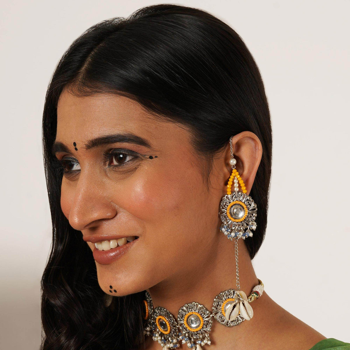 Oxidized necklaces with matching earrings perfect for dandia night designer navratri jewelry colorful necklaces