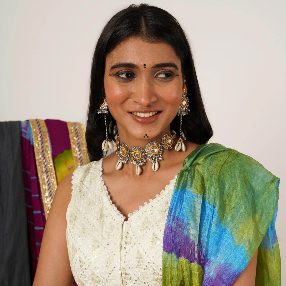 Oxidized necklaces with matching earrings perfect for dandia night designer navratri jewelry colorful necklaces