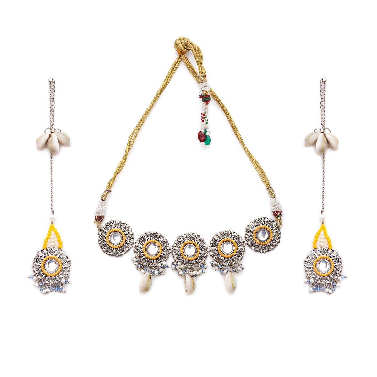 Oxidized necklaces with matching earrings perfect for dandia night designer navratri jewelry colorful necklaces