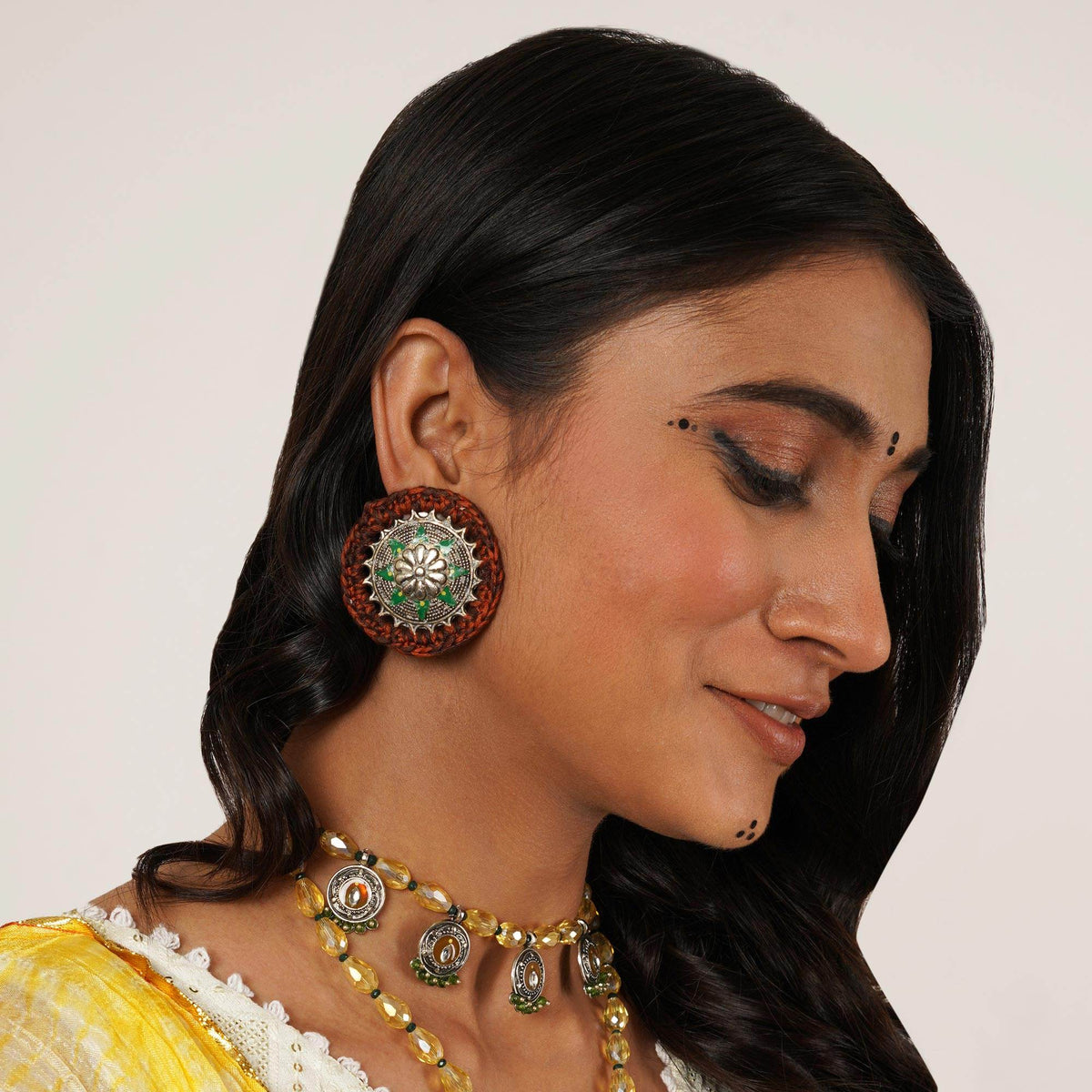 Oxidized necklaces with matching earrings perfect for dandia night designer navratri jewelry colorful necklaces