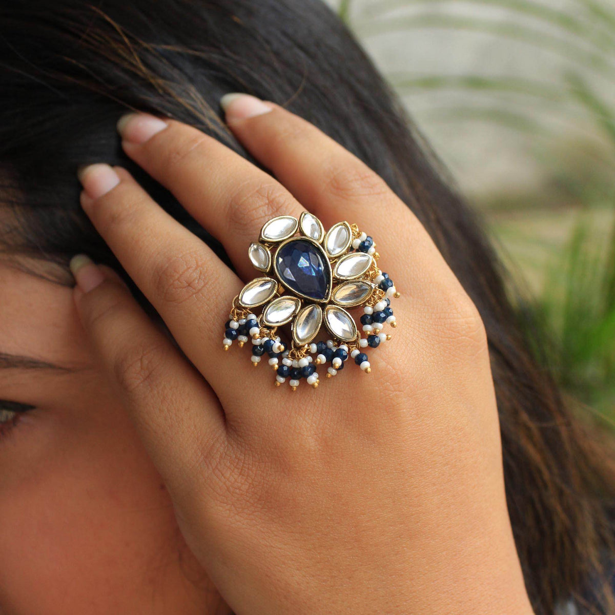 Floral Grace Ring & Earring Set - BeAbhika.com