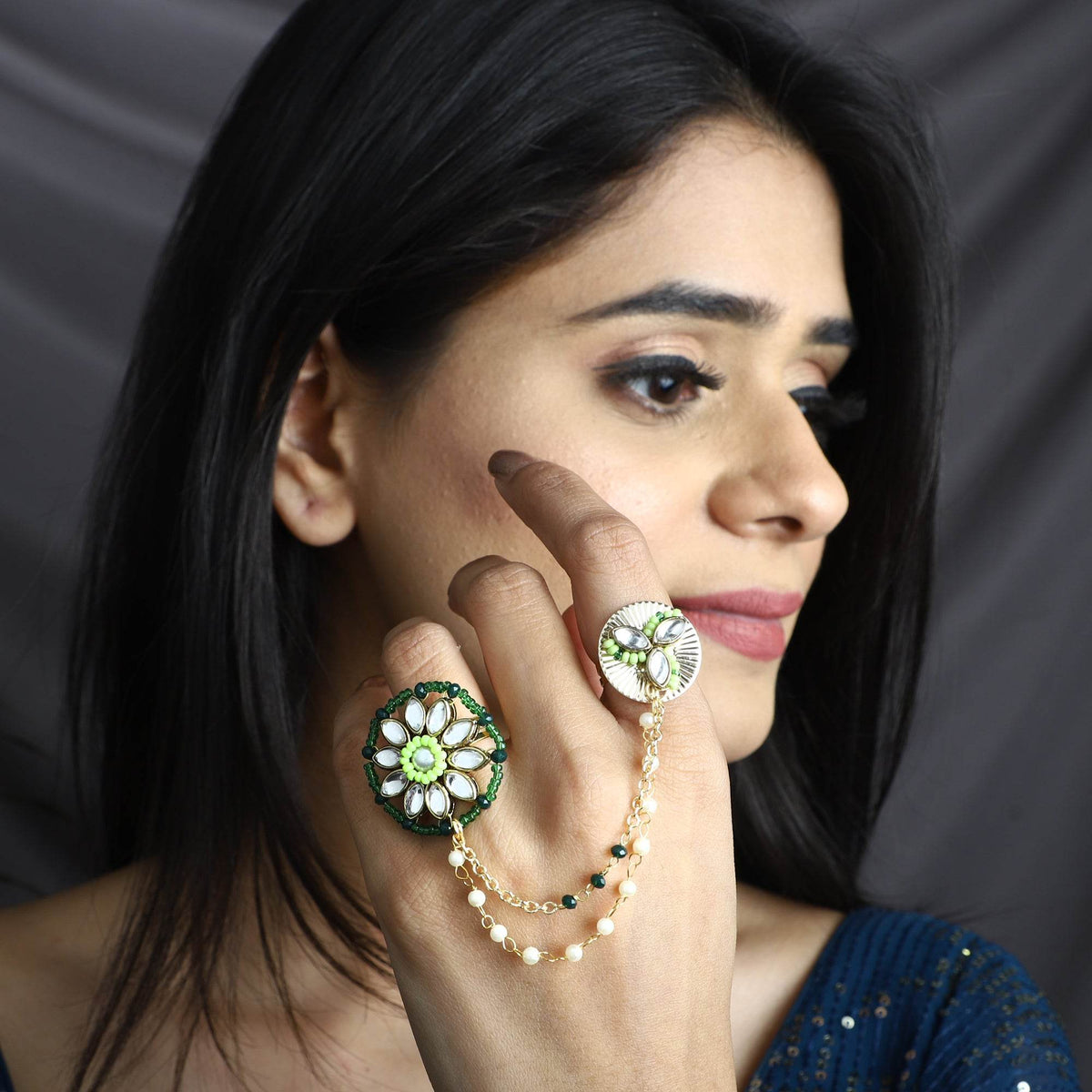 Clover-Inspired Two-Finger Ring - BeAbhika.com
