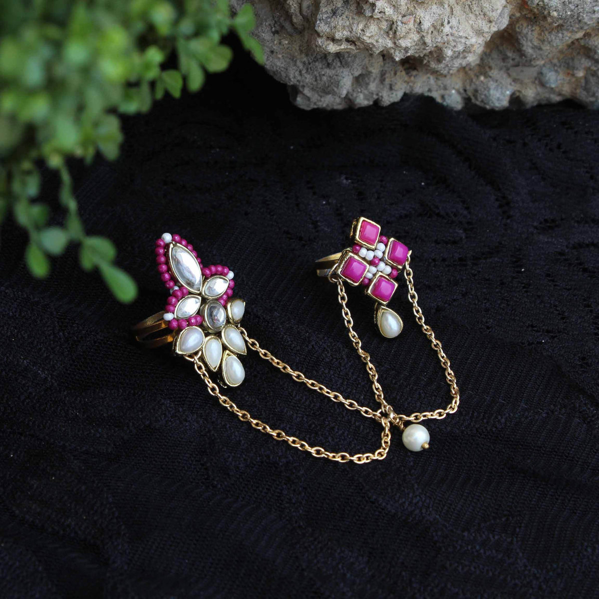 Elegant Mulberry Two Finger Ring - BeAbhika.com