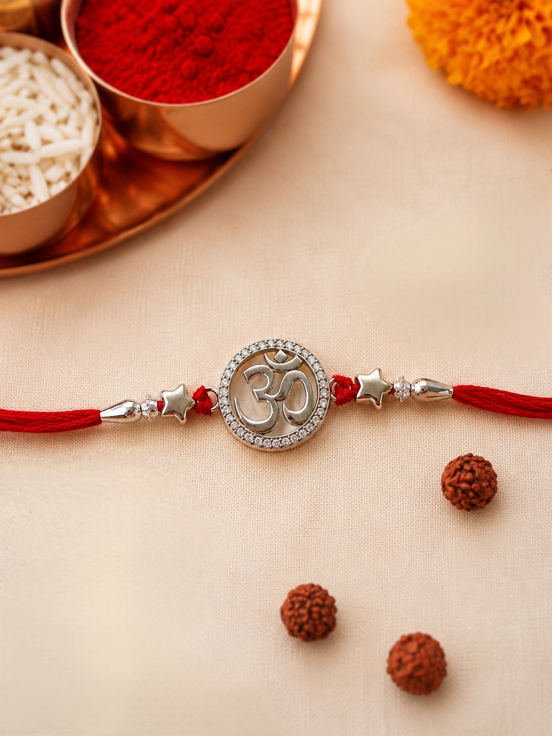 925 Silver Rhodium Plated Designer Rakhi Combo (Set of 3)