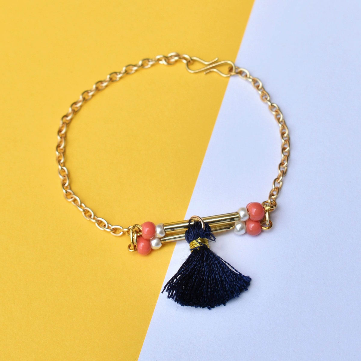 black tassel boho anklet