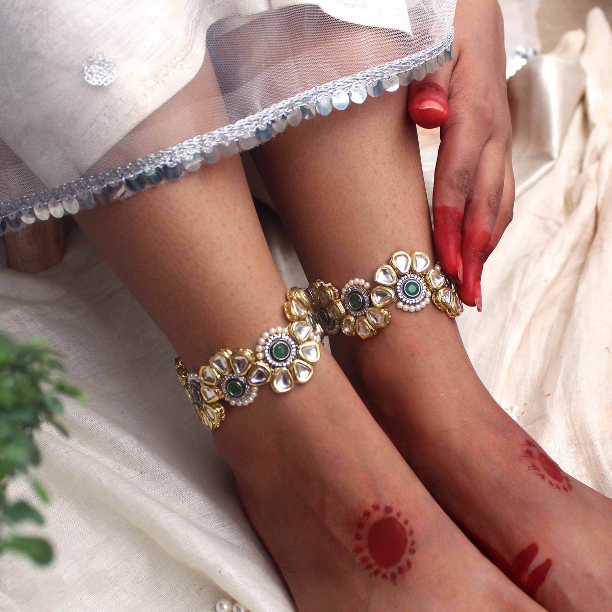 Symmetry Stride Adjustable Anklet - Set Of 2 Pieces - BeAbhika.com