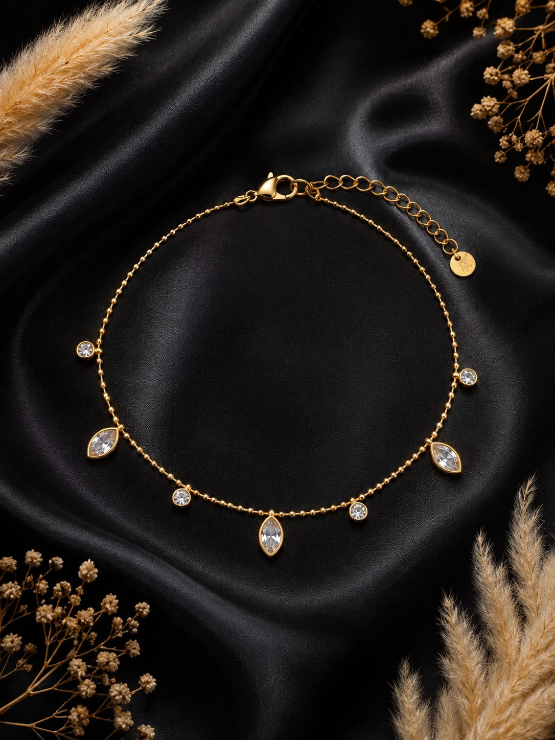 gold-cz-dangle-anklet-for-women-anti-tarnish-adjustable-stainless-steel-anklet