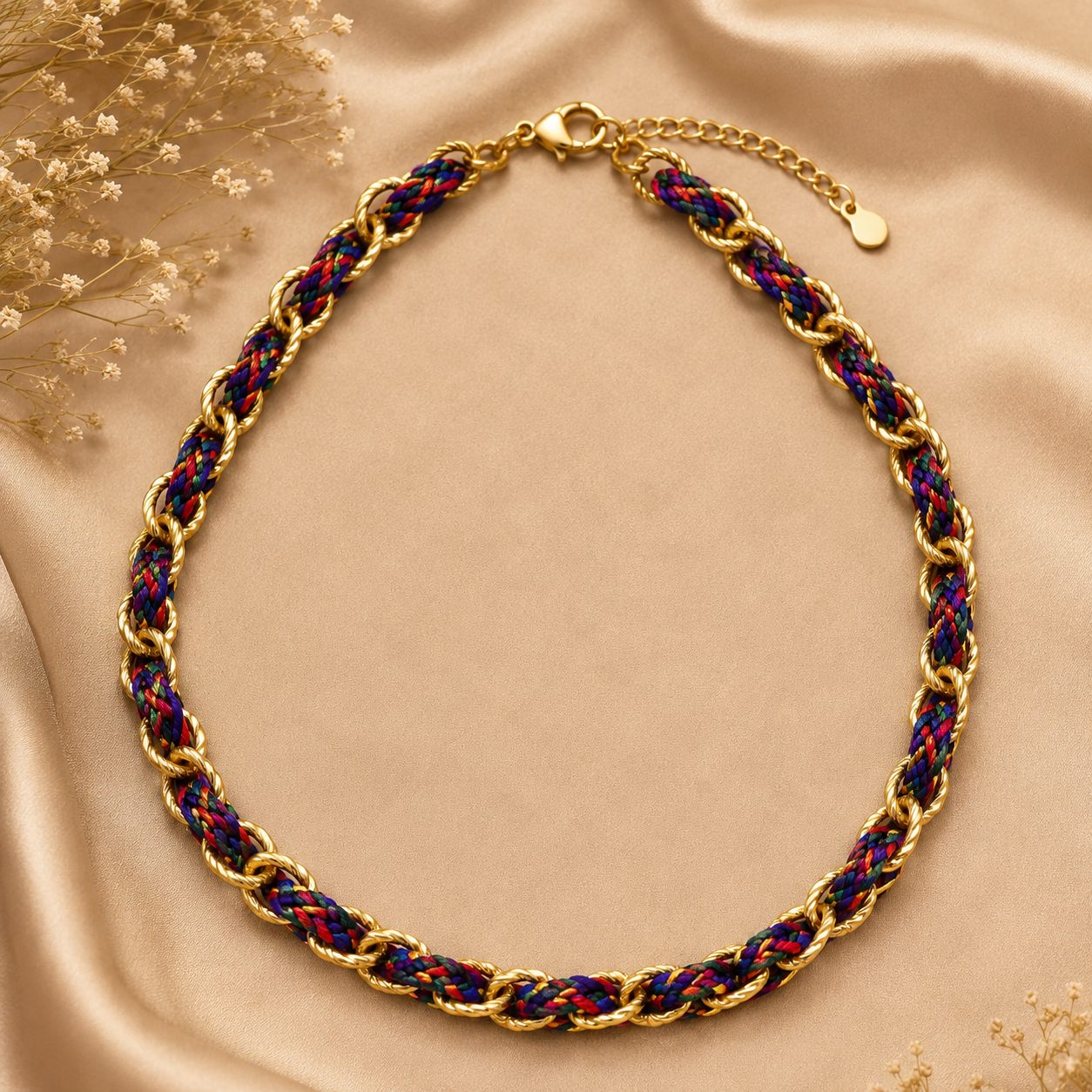multicolor-braided-chain-necklace-for-women-gold-plated-statement-rope-necklace