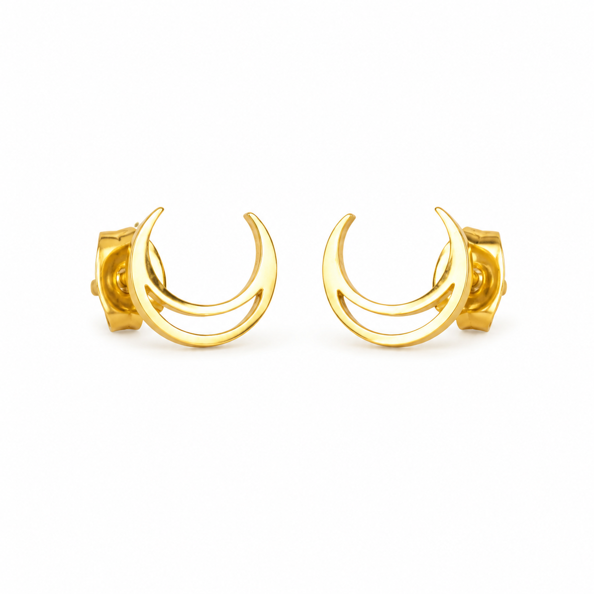 Double Crescent Moon Stud Earrings