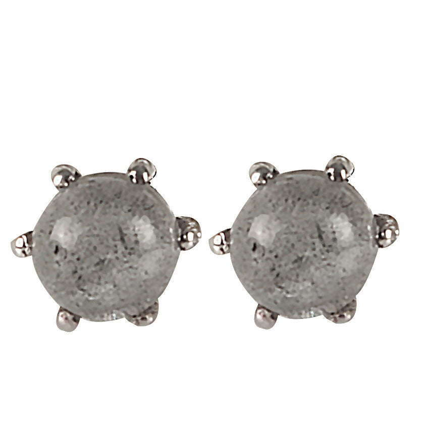 925 Sterling Silver Labradorite Eartops for Women | Natural Blue Gemstone Stud Earrings | Minimalist Silver Jewelry Gift