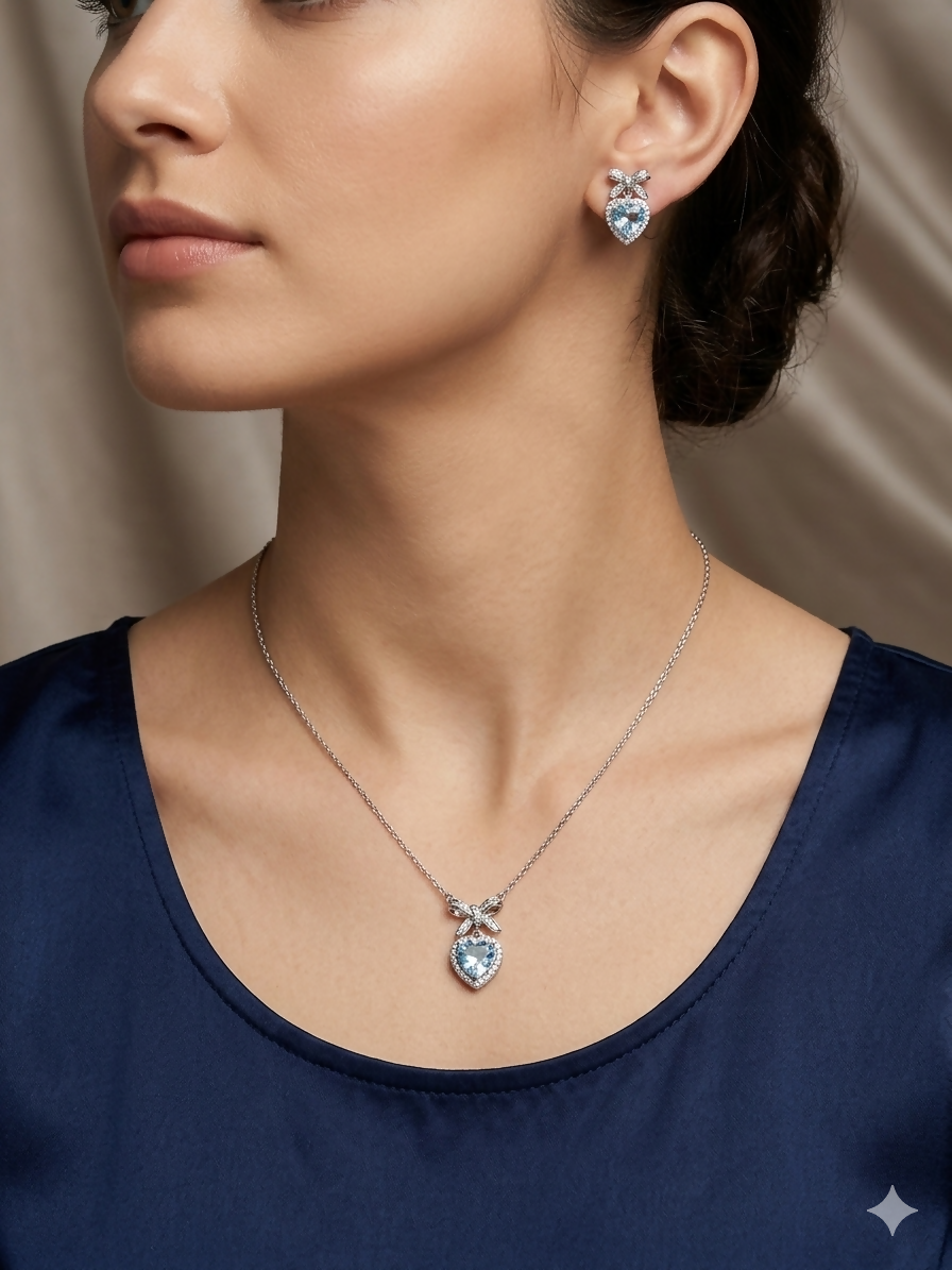 Aqua Blue Heart Necklace