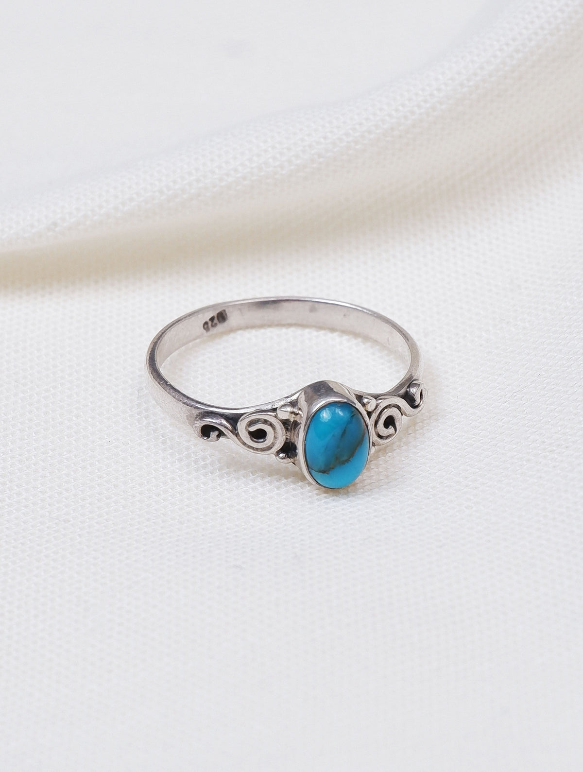 925 Sterling Silver Turquoise Gemstone Ring for Women with Handmade Traditional Inspired Design