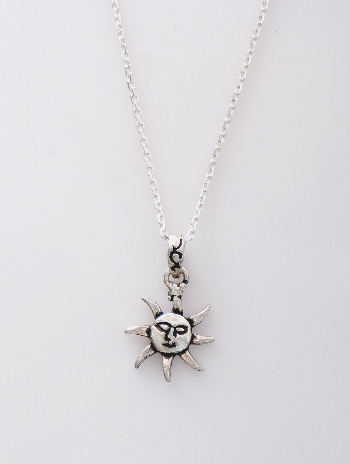 925 Sterling Silver Handmade Sun Face Pendant for Women and Girls