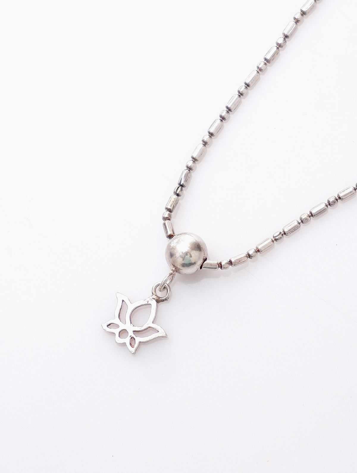 925 Sterling Silver Bead Chain With Flower Pendant Bracelet for Women and Girls