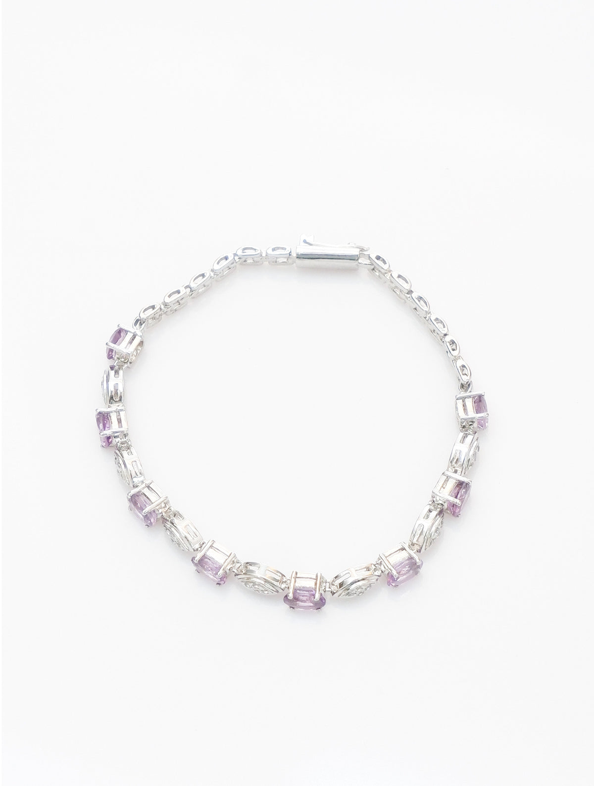 925 Sterling Silver Amethyst Bracelet with AD Zircon Accents For Women & Girls