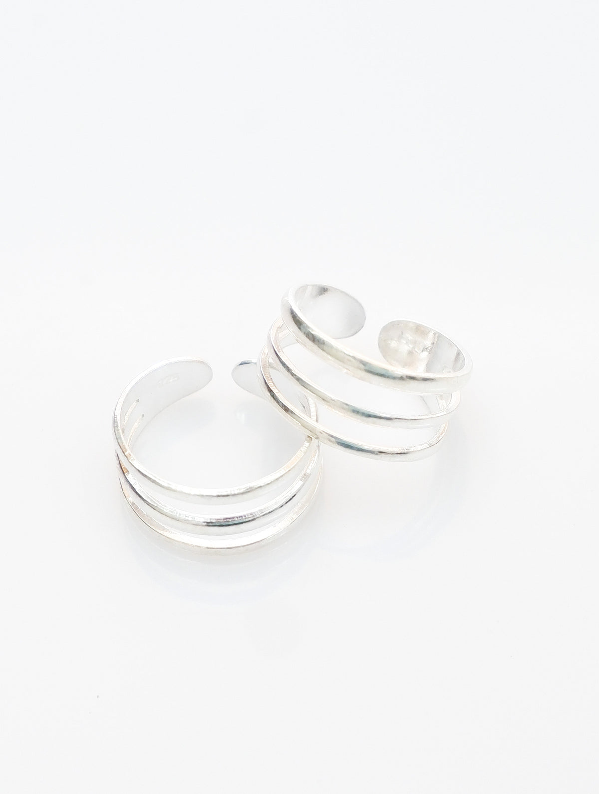 925 Sterling Silver Adjustable Toe Ring for Women, Intricate Multi Band Layered Design