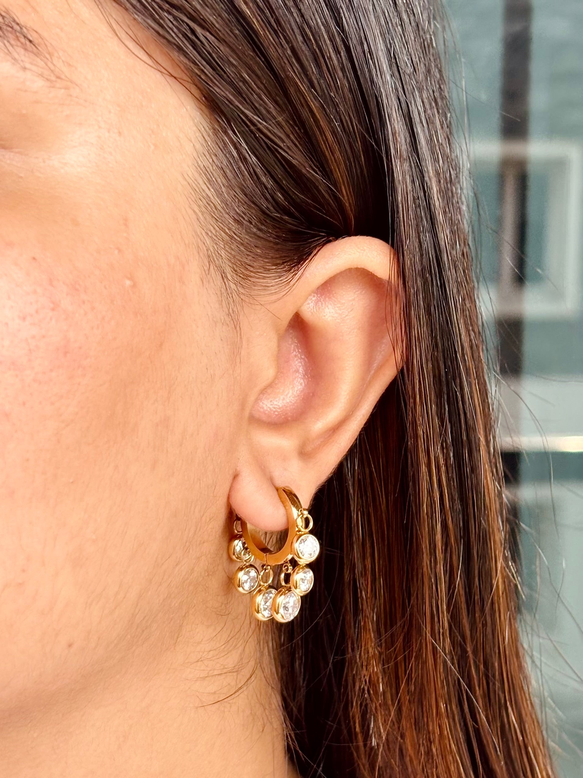 Pair of gold-plated Daily Dazzle hoop earrings �? versatile hoops styled for everyday, office, and evening wear.
