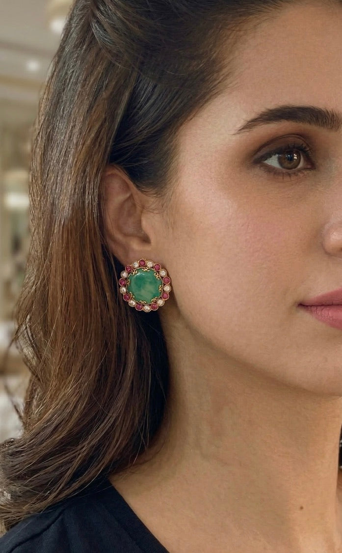 Tara Green Disc Studs