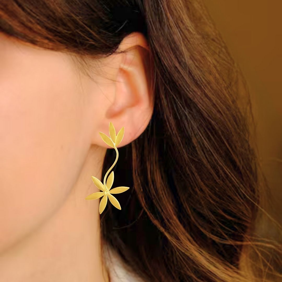 Gold Plated Floral Earrings