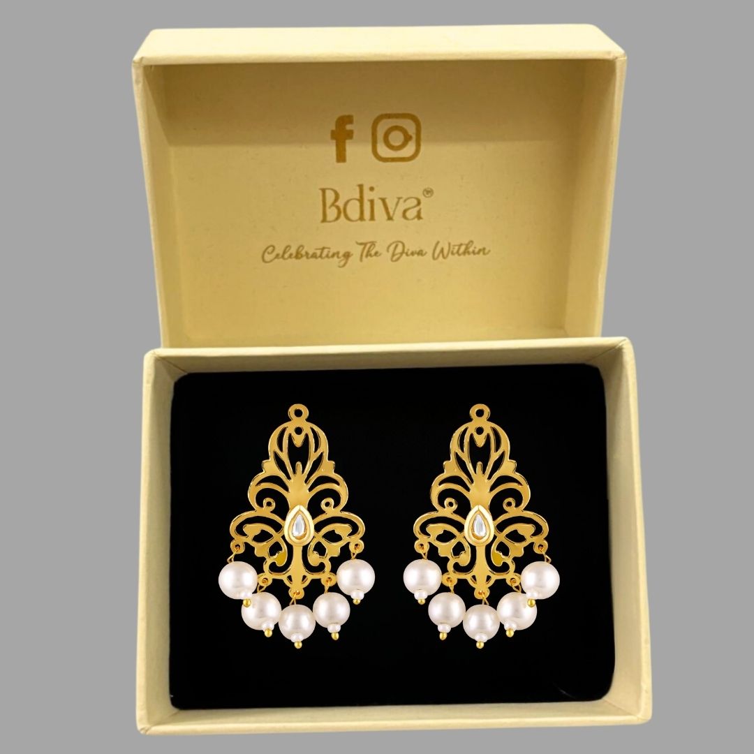Gold Plated Pearl Drop Earrings