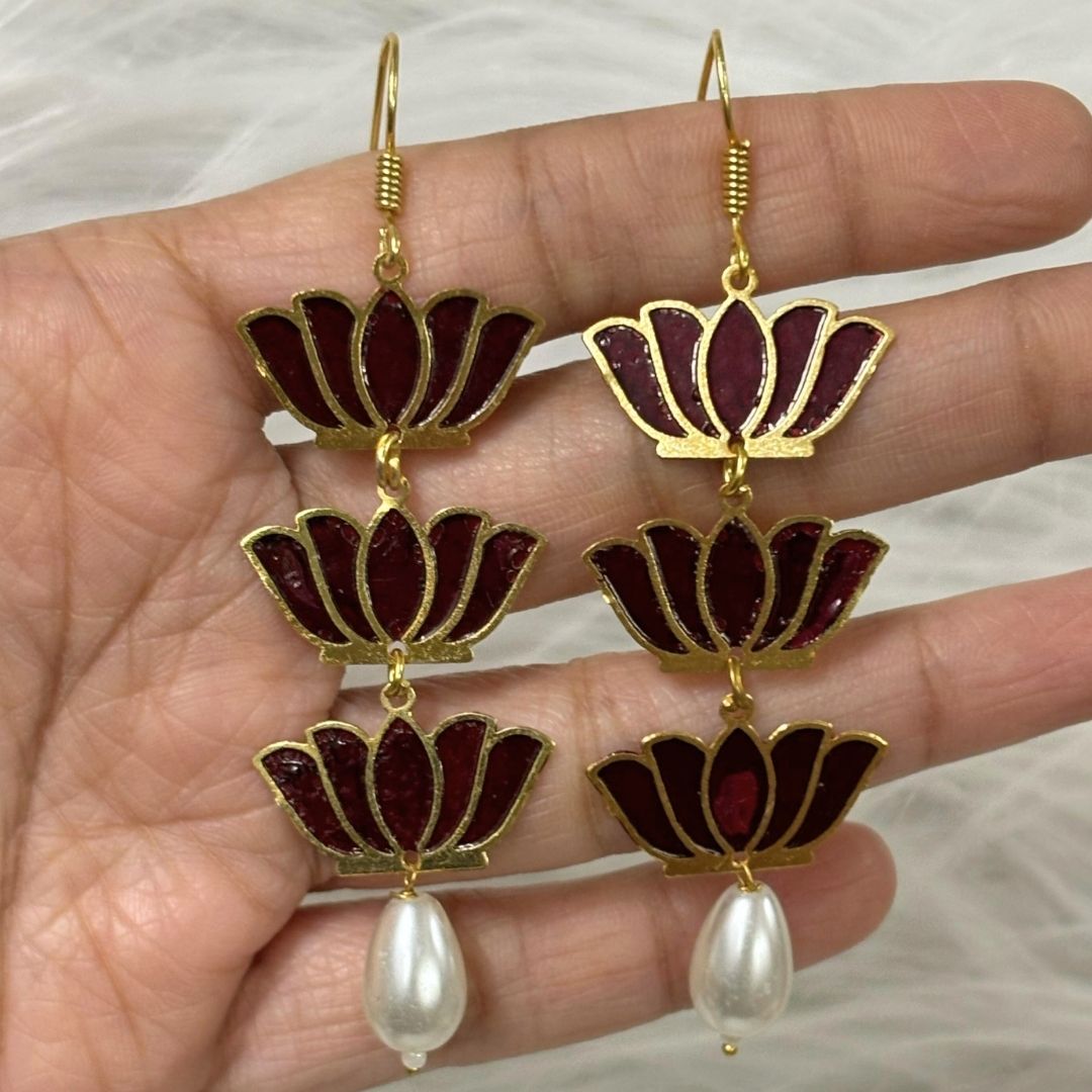 Gold Plated Lotus Earring