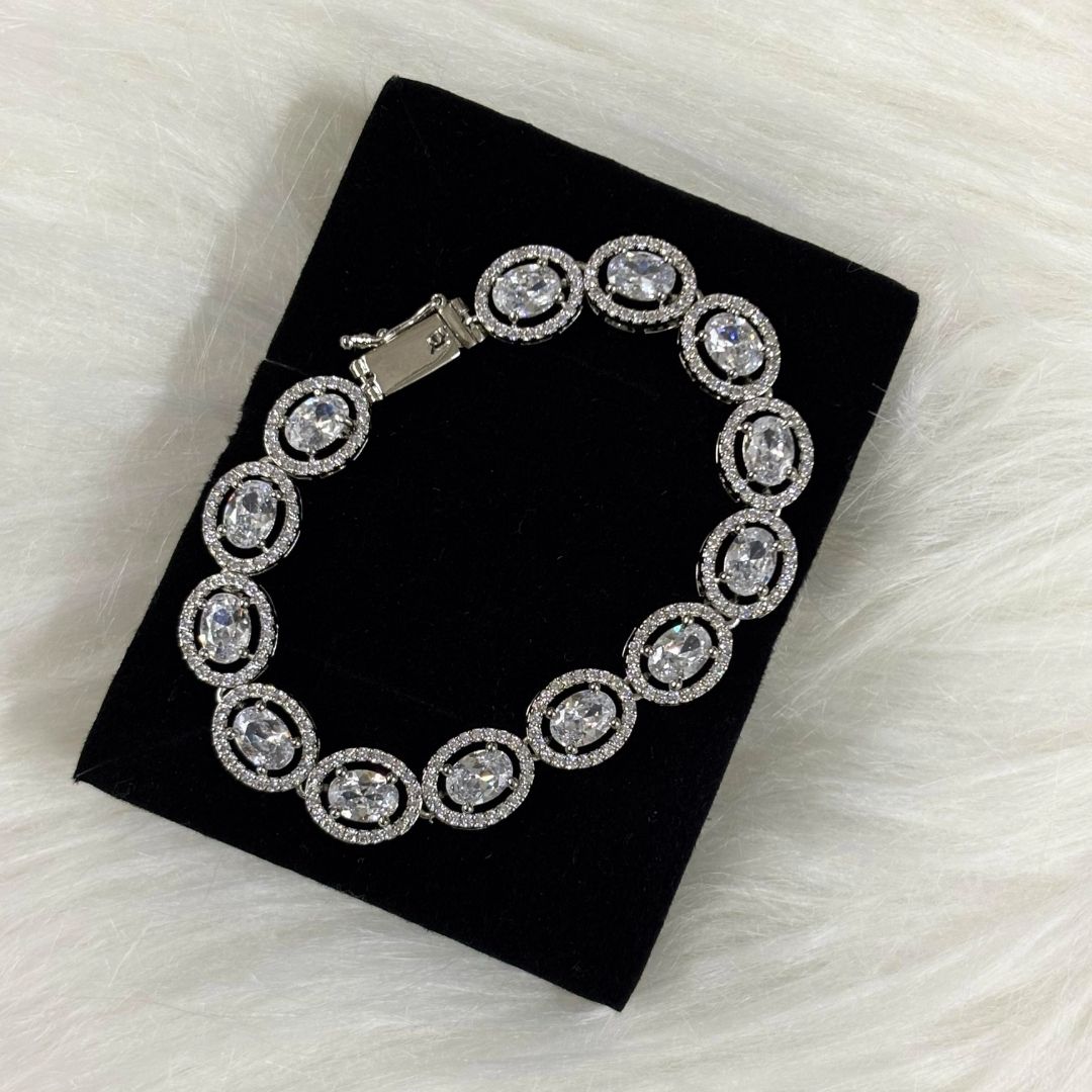Rhodium Plated Cubic Zirconia Tennis Bracelet