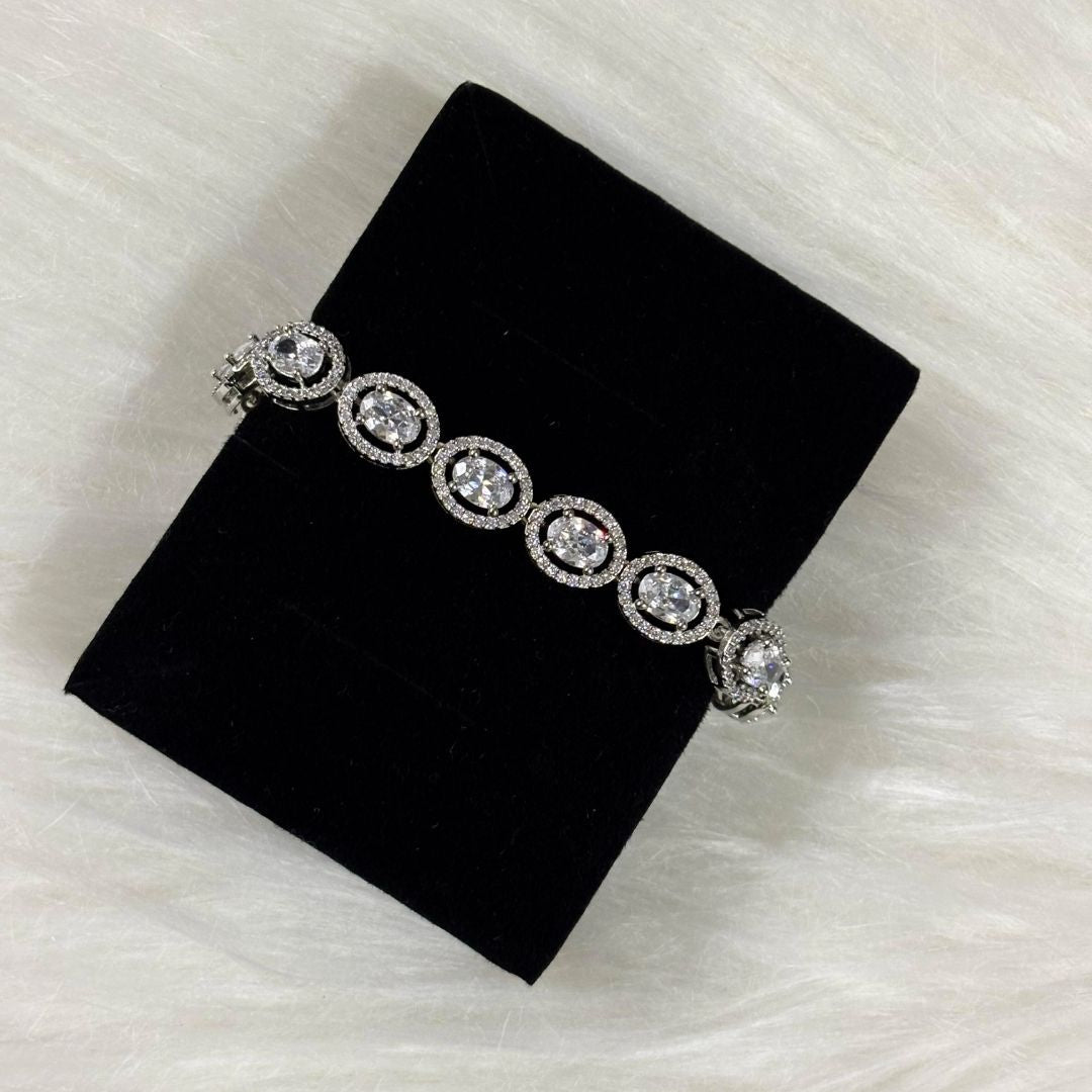 Rhodium Plated Cubic Zirconia Tennis Bracelet
