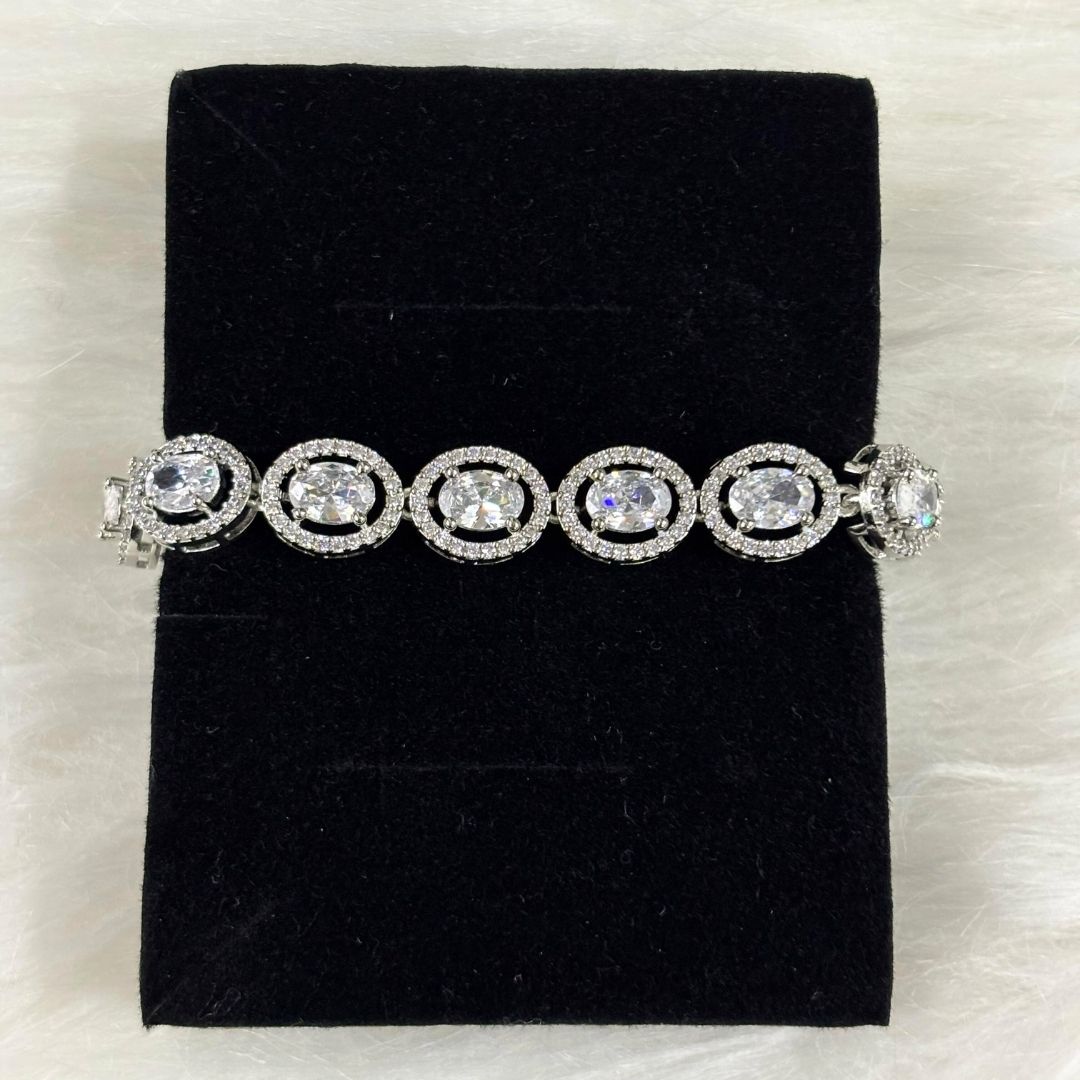 Rhodium Plated Cubic Zirconia Tennis Bracelet