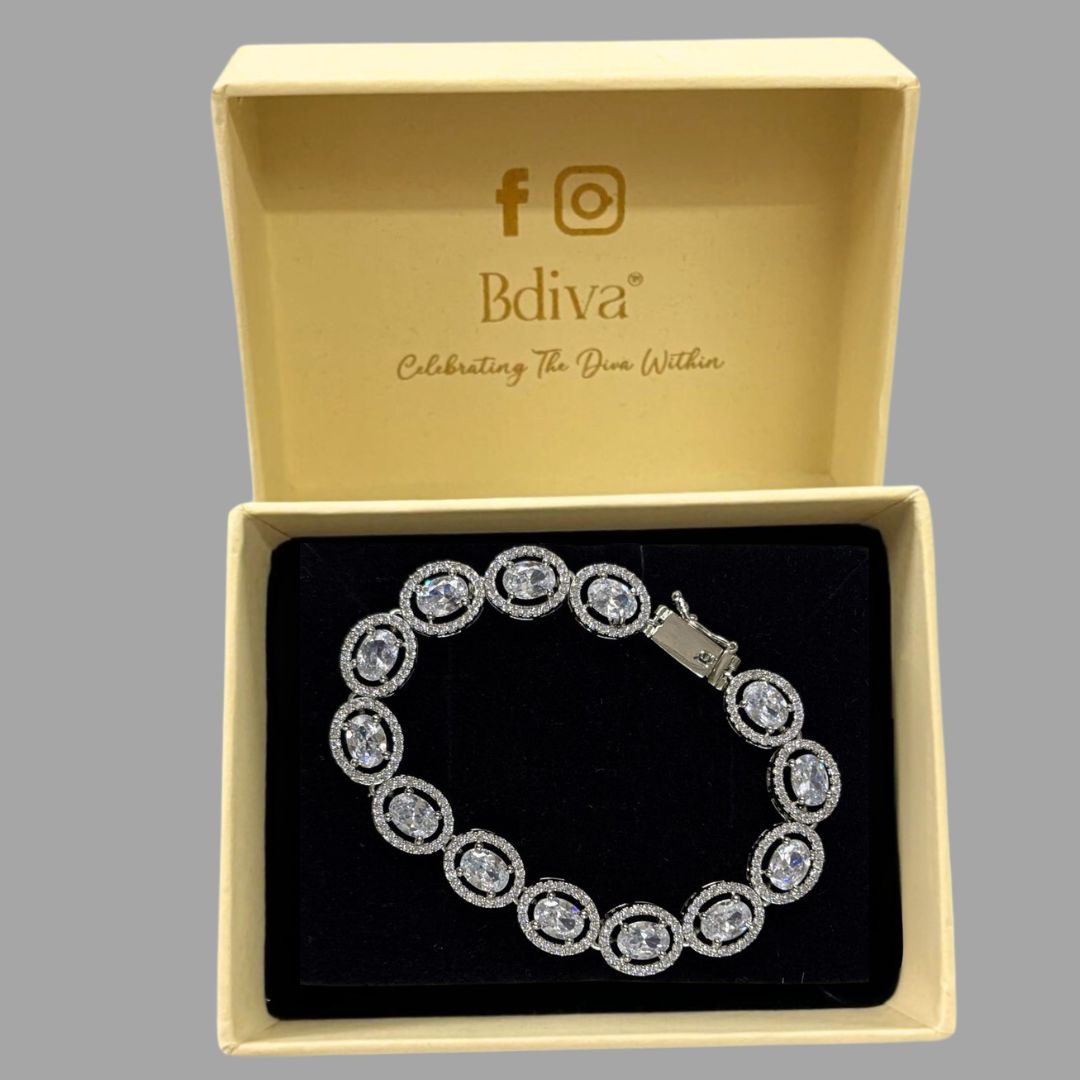 Rhodium Plated Cubic Zirconia Tennis Bracelet